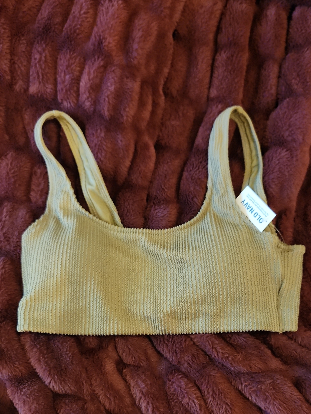Ribbed Scoop Neck Tank Top - Light Olive Green Womens Large